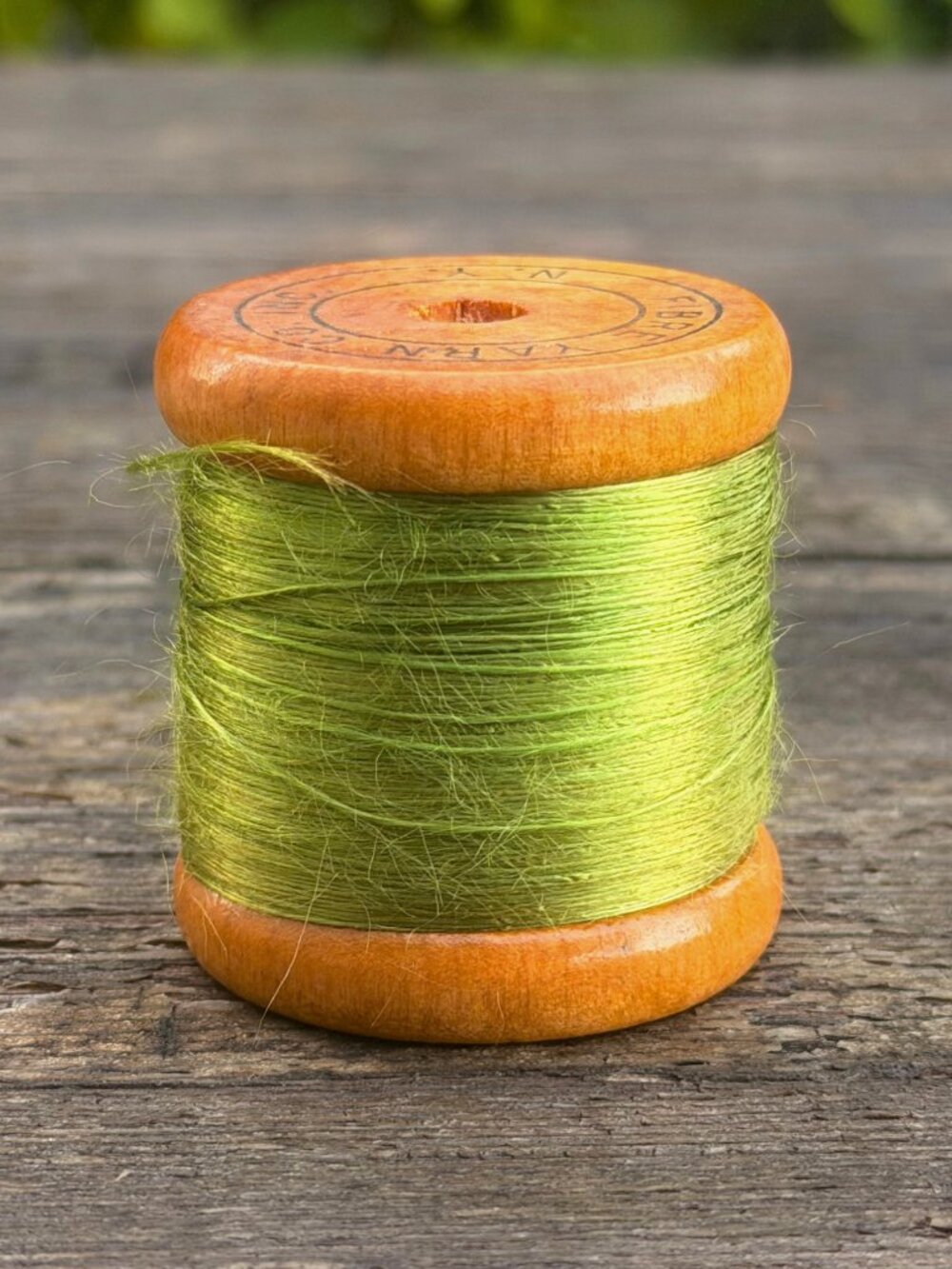 Vintage Fibre Yarn Co. Inc. NY Green Silk Thread Wood Spool